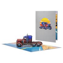 Creative Father's Day 3D Pop Up Greeting Card Featuring Classic American Truck Design for Special Occasions gray