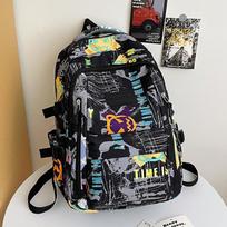 Schoolbags Children's Elementary Schoolboys Junior High School College Students Graffiti Backpacks black