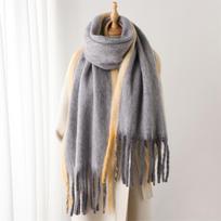 Moterims Kašmyro Minkštas Vienspalvis Šalikas Žieminis Šiltas Storesnis Kutais Pashmina Universalus Pliušinis Kaklo Apsaugas Kaklaskarė One Size gray
