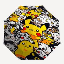 1pc Pikachu Pokemon Automatic Folding Umbrella, Automatic Folding Umbrella with 8 Ribs, Convenient for Outdoor Use  066 yellow