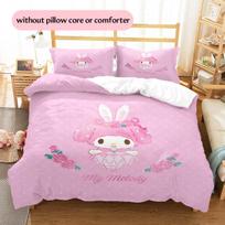 My Melody  Pattern Bedding Quilt Set  Home Decoration  Gift (1 * duvet cover + 2 * pillowcase  without core) 135x200cm white