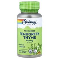 Solaray True Herbs Fenugreek Thyme Veggie Capsules, 100 Count