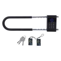Smart U Lock Long Shackle Bike Gate Lock Support Fingerprint Password IC Card Fast Recognition Compatible with Tuya 300 gray