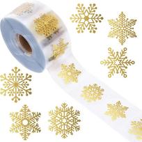 Roll of Decorative Snowflake Stickers Transparent Backing Adhesive Seals for Gift Wrapping Crafting and Party Decoration One Size beige