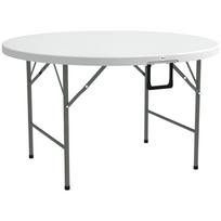 Sulankstomas sodo stalas, skersmuo 122 cm, apvalus HDPE lauko iškylų stalas 6 žmonėms, metalinis rėmas terasai, parkui, baltas 122 x 122 x 73 cm