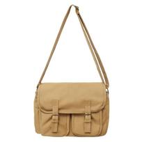 Casual Canvas Shoulder Bag for Women Flap Messenger Bag with Buckle Multi-Pocket Unisex College Student Crossbody 33cmX11cmX27cm balta