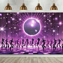 A vibrant disco dance party backdrop with a purple polyester wall decoration 47.2x31.5inch/120*80cm purple