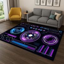 Retro vinilinės plokštelės muzikos DJ juostos kilimas kilimėlis miegamojo svetainės sofos žaidimų kambario durų kilimėlis namų dekoras, vaikų žaidimų zonos kilimėlis neslystantis 40x60cm gray