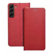 OEM LUNA Book Carbon book type phone case for Samsung Galaxy S22 (S901) red