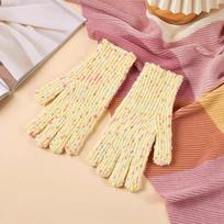 Rainbow Jelly Bean Woolen Gloves for Women in Winter with Touch Screen Knitted Warm and Finger Exposed Japanese Style Cute Couple Niche One Size beige