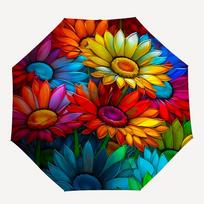 1pc Floral Kaleidoscope Automatic Folding Umbrella - 8-Rib Compact Travel Umbrella Durable & Portable for Outdoor Use, Perfect Gift for Birthdays078
