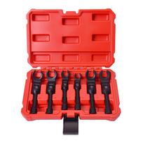 6Pcs Flexible Head Wrench Set 12mm-19mm Injector Wrench Set For Fuels Lines 3/8inch Drive Crowfoot Nut Wrench 1 red