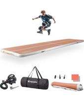 Pripučiamas gimnastikos kilimėlis inSPORTline Airstunt 500 x 100 x 10 cm, Mocha Mousse, su elektrine pompa