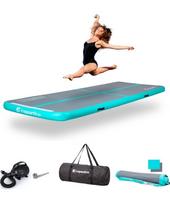 Pripučiamas gimnastikos kilimėlis inSPORTline Airstunt 300 x 100 x 10 cm, pilkas, su elektriniu siurbliu