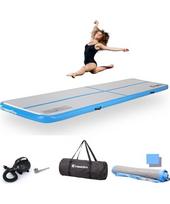 Pripučiamas gimnastikos kilimėlis inSPORTline Airstunt 400 x 100 x 10 cm, baltas, su elektrine pompa