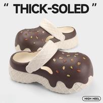 Cute Icecream  Clogs For Women Summer Platform Shoes Thick Sole Female Home Street Slippers Girls Close Toe Sandals 36-37 kava
