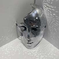 Mirror Surface Disco Ball Mirror Mask Glitter Material Costume Mask  Dj Stage Performance Style C black