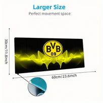 Borussia Dortmund Mouse Pad, Large Gaming Desk Mat, Non-slip XXL Mousepad for Laptop & Tablet, Mini PC Playmat with Stitched Edges 30cmx60cm(11.8x23.6inch) yellow