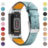 Replacement Genuine Leather Watch Strap For Fitbit Charge 5/6 Unisex dangaus mėlyna spalva