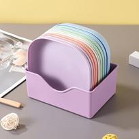 10 vnt. kvadratiniai plastikiniai užkandžių padėklai su įmontuotu skyriklio, skirti stovyklavimui ir kemperių naudojimui 10 pieces + tray white