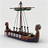 Vikingų ilgvaltis karo laivas žaislinis modelis - Viduramžių piratų laivas kolekcionuojamas eksponavimo rinkinys, Jūros transporto priemonės surinkimo rinkinys, Namų dekoras stalas black