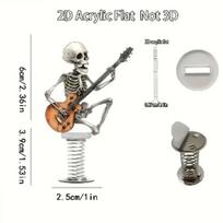Rock Style Skull Guitar Car Ornaments Spring Swing Creative Decoration 2D Car Personalized Decoration Small Objects gray