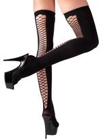 Cottelli Thigh-High Stockings with Wide Net Lacing Seam 2540827 Black L/XL