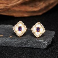 S925 Sterling Silver Natural Color Treasure Garnet Peridot Amethyst Earrings Women'S Jewelry brown