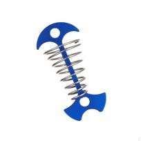 Aluminium Alloy Fishbone Tent Stakes Deck Anchor Pegs with Spring Rope Buckle Hook Cord Adjuster blue
