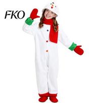 Thick Plush Lounge Suit Kids Christmas Snowman Onesie Unisex Cosplay Costume Winter One-Piece Pajamas with Gloves And Scarf for Boys Girls Holiday 140 red