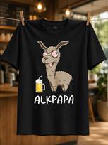 Alkpapa Alpakos Alaus Juokelis Kvailas Alpakos Animacinis Paveikslėlis Su Gėrimu Ir Juokingas Užrašas Žaismingas Gyvūnas Humoras Unisex Visi T-marškinėliai 4XL black