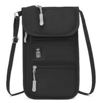Asmeninė kaklo piniginė su RFID blokavimu Kelioninis paso dėklas Dokumentų organizatoriaus maišelis Per petį nešiojama telefono rankinė su reguliuojamu dirželiu juoda
