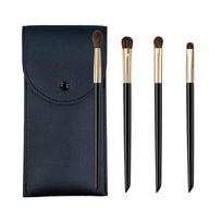 4-Piece Goat Hair Eyeshadow Brush Set With Long Wooden Handle Blending Detailing Inner Corner Application 4pcs Eyeshadow Brush Set No Logo black