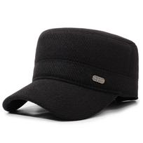 Autumn Winter Middle-Aged S Flat Cap Men' Outdoor Warm Cotton Hat Coldproof Ear Protection Cap juoda