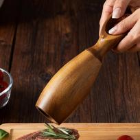 Manual Salt and Pepper Grinding Wood Seasoning Mill for Household Kitchen 1 PC brown