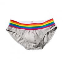 Men Briefs Mid Waist Elastic Rainbow Color Anti-septic U Convex Contrast Color No Constraint Casual Men Underpants Fitness Unde Practical Use XL pilka