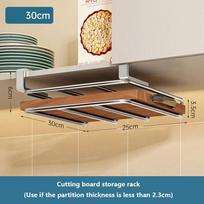 Kitchen Stainless Steel Wall Hanging Rack Under Cabinet Paper Towel Holder Pot Lid Storage with Hooks Space Saving Organizer brown
