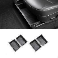 4Pieces Underseat Organizer Tray TPE Car Accessories Easy to Install Container Drawer Holder under black