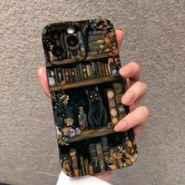 For Samsung S26 A16 A26 A36 A56 A55 A54 Case Butterfly Cat Bookshelf Design Cover For Galaxy S25 S24 Ultra S23 FE S22 Plus Funda Galaxy S26 Ultra brown
