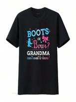 Gender Reveal Boots Or Bows Grandma Matching Baby Party T Shirt Vintage Washed Graphic Fashion Casual Comfortable S įvairiaspalvis