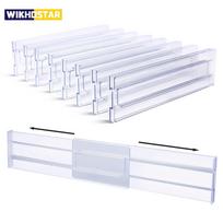 1/4/6 vnt. Stalčių skirstytuvai Organizatoriai 8 pakuotė, reguliuojamas virtuvės stalčių laikiklis Skaidraus plastiko stalčiai Drabužių skyrikliai 1PCS white