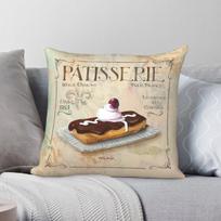 French Patisserie Eclair Pillowcase Polyester Linen Velvet Printed Zip Decor Pillow Case Bed Cushion Cover 30X30CM beige