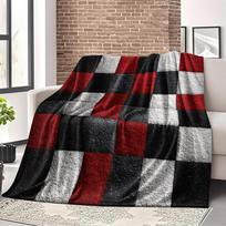 1pc Comfortable Red And Black Plaid Flannel Blanket, High-Definition Digital Printing, Suitable for All Seasons, Leisure Blanket, Skin-Friendly And So 75X95CM gray