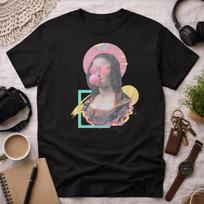 Mona Lisa Bubblegum Pop Art T-Shirt and kids tshirt – Museumcore Streetwear 110 gray