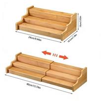 Expandable Spice Rack Organizer Bamboo Seasoning Organizer Kitchen Cabinet Organizer  Kitchen Retractable