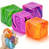 4 Pack Fidget Toys, Squishy Cube, Ice Cube Squishy for Anxiety & Stress Relief for Adults, Slow Rise Sensory Stress Balls, Classroom Prizes 4pcs purple