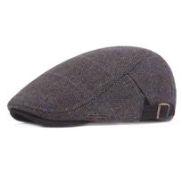 Men's Cap Herringbone Beret Autumn Winter Wool Forward Hat Youth Hat juoda