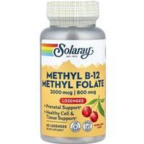 Solaray, Metilo B-12 metilfolatas, natūrali vyšnia, 60 pastilių