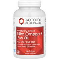 Protocol for Life Balance, Molekuliniu būdu distiliuoti itin omega-3 žuvų taukai, 180 minkštųjų kapsulių