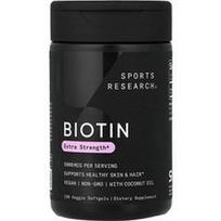 Sports Research, Biotinas, papildomas stiprumas, 5,000 mcg, 120 daržovių minkštųjų gelių